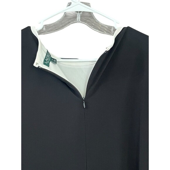 Lauren Ralph Lauren Dress 16 Black White Colorblock Stretch Lined Shift Career - Picture 10 of 14